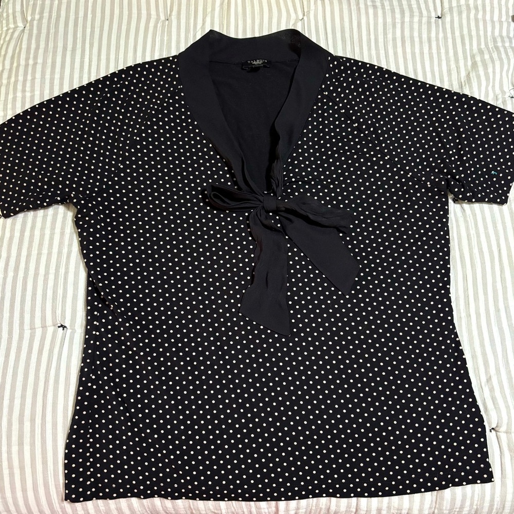 TALBOTS EUC WOMENS BLACK TOP SHIRT BLOUSE SHIRTS SUMMER CASUAL SIZE L